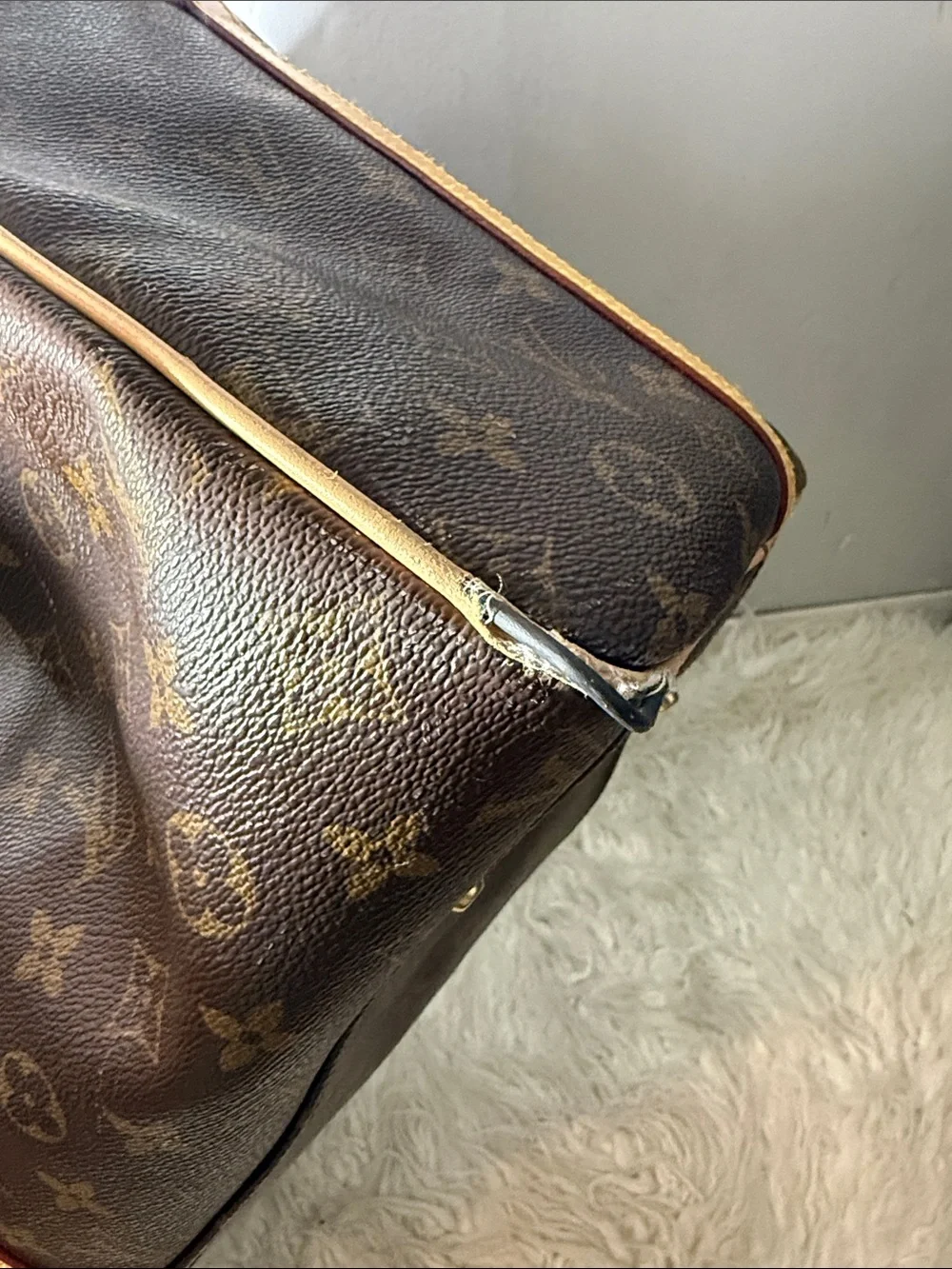 Louis Vuitton RA 780-003  Canvas Keepall Duffel Bag Brown / tan leather bag larg
